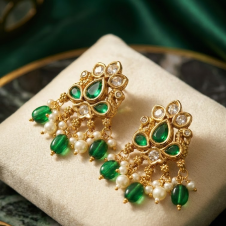 Emerald & Pearl Ethnic Studs