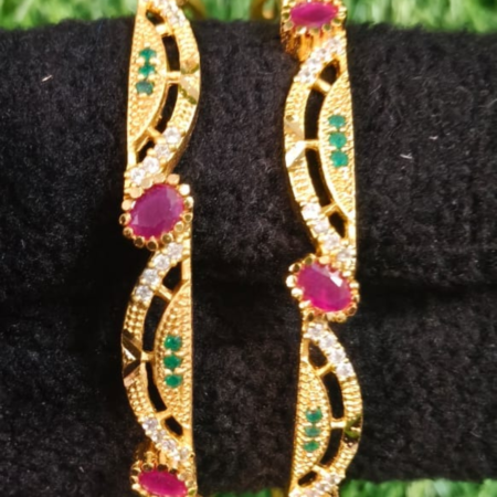 Ruby Wave Gold Bangles