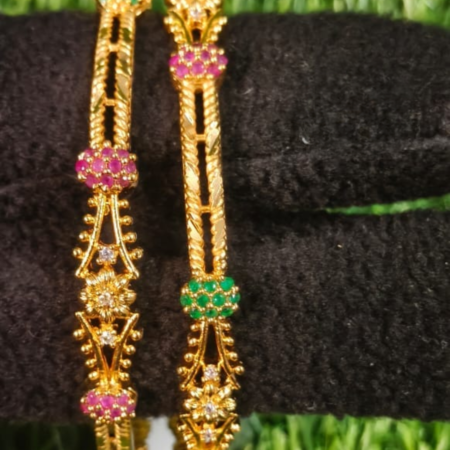 Traditional Ruby–Emerald Designer Bangles