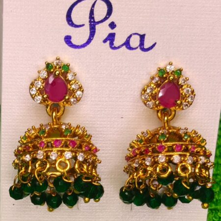 Ruby Emerald Classic Jhumka Earrings