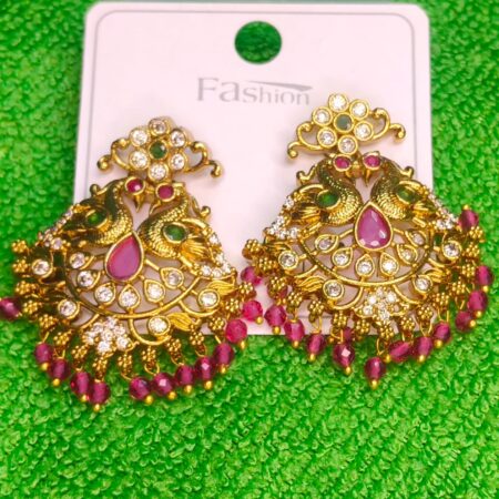Royal Twin Peacock Chandbali Earrings