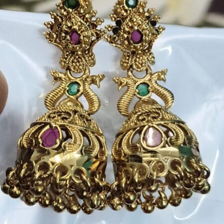 Royal Temple Peacock Jhumkas