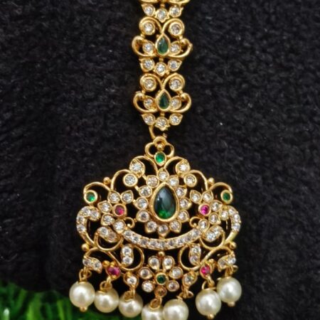 Emerald Pearl Bridal Maang Tikka