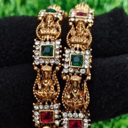 Grand Lakshmi Ruby Emerald Temple Bangles