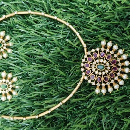 Royal Ruby Emerald Choker Necklace Set