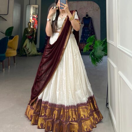 Kalyani Cotton Lehenga Choli Paired with Flowing Georgette Dupatta