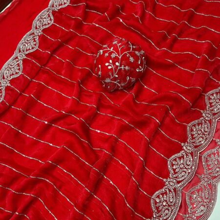 Fendy Chiffon Multi Sequence Embrodairy Work Saree