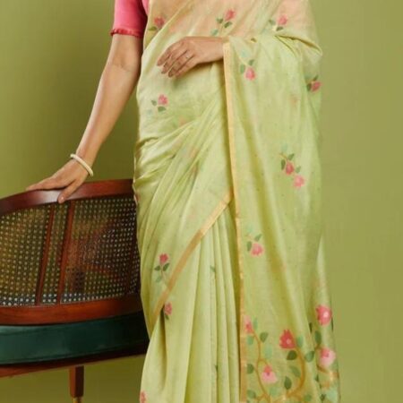 Green floral saree