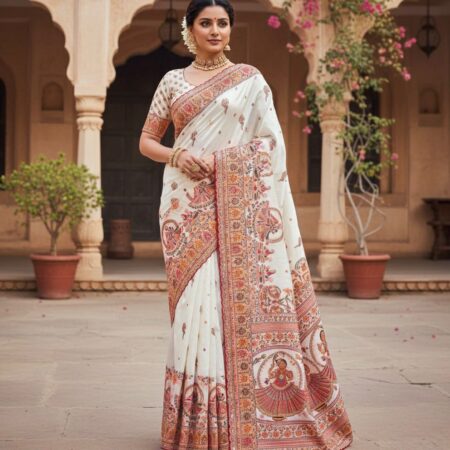 Rajwadi Pashmina Silk Weaving Saree